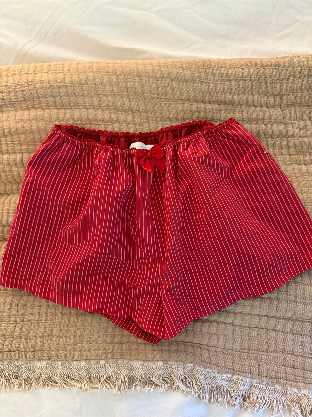 Revolve Red Striped Women's Sleep Shorts